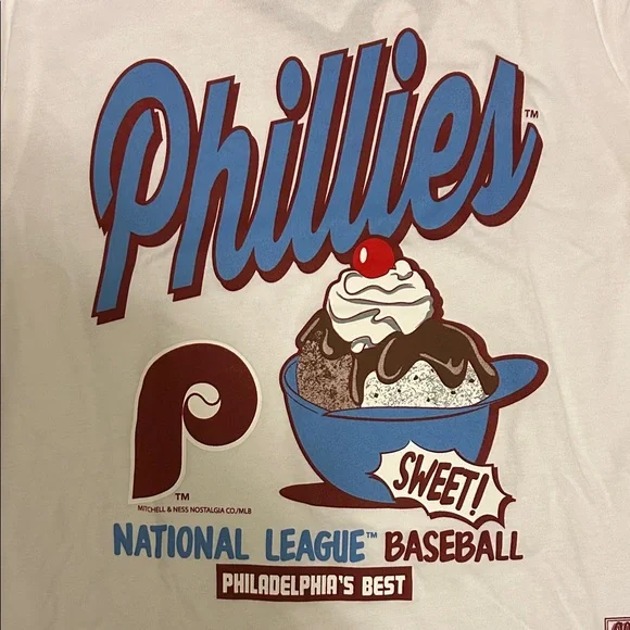 Mitchell & Ness White Philadelphia Phillies Unisex Tee - Youth M, NWT - Picture 2 of 9